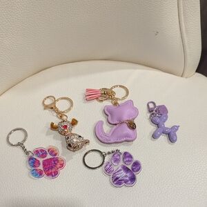 Pet Lovers Purple and Gold Keychain/Purse Charms Set